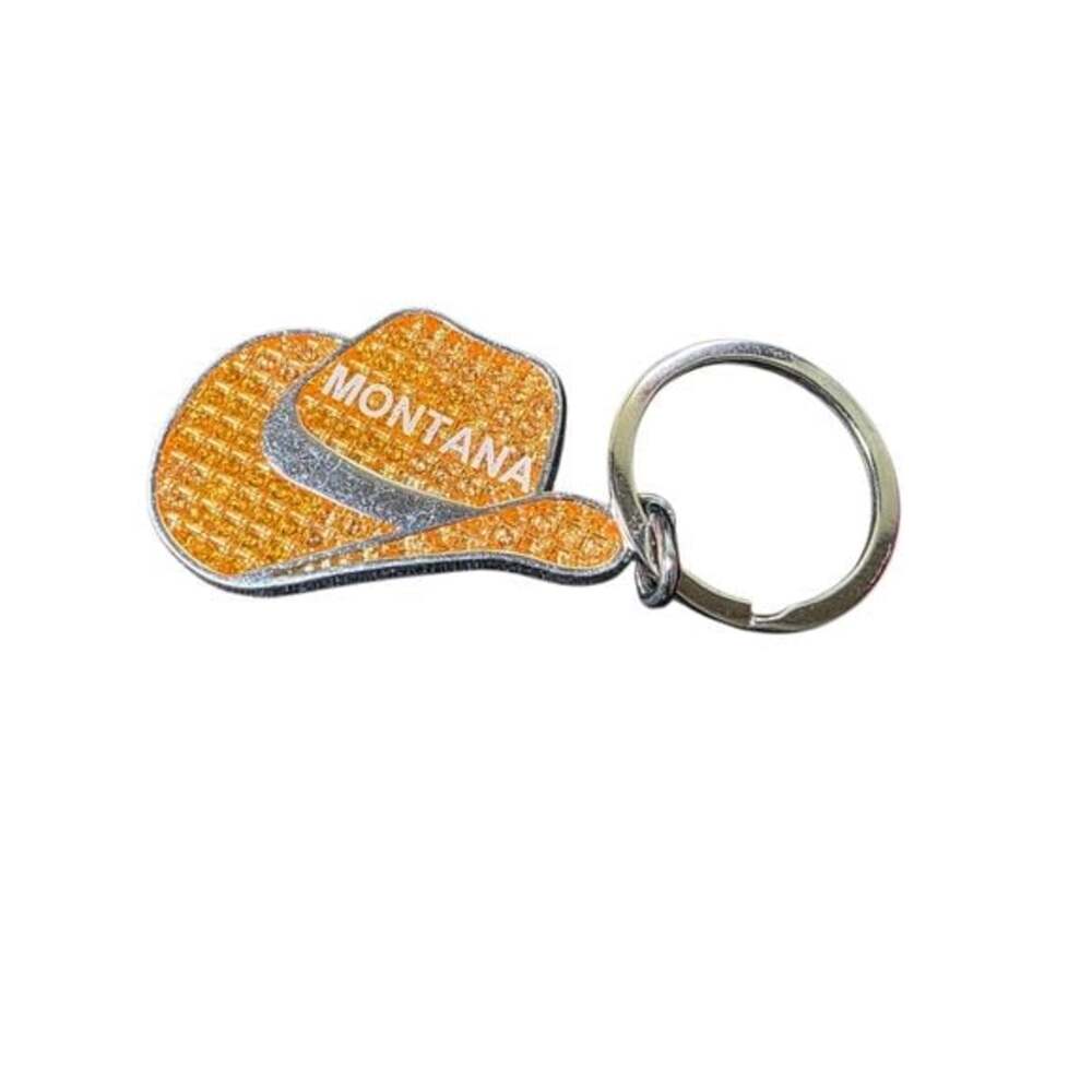 Orange Montana Cowboy Hat Keychain